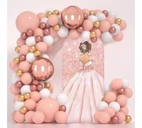 MEHOFOND 3.3 x 7 pies rosa para ceremonia para adultos, vestido de princesa dulce, telón de fondo redondo, marco de arco para fiesta de cumpleaños, boda, novia, ducha, cubierta de arco de Chiara,