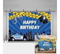 MEHOFOND 7x5ft Fondo de Fondo de cumpleaños para niño,Polic Line do Not Cross,Coche,Ciudad,Noche,niños,Fiesta, Banner de fotografía,Fondo para fotografía,para Fiestas,Pasteles,atracción de fotomatón