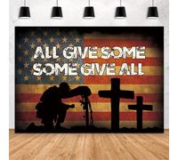 MEHOFOND All Gave Some Some Gave All - Telón de fondo para decoración del Día de la Independencia del 4 de julio, bandera de Estados Unidos, doble Día de los Caídos, Patriótico, Veterano Americano,