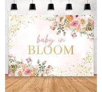 MEHOFOND Baby in Bloom - Telón de fondo para niña, flores silvestres, decoración de bebé en flor, pancarta de acuarela, floral, puntos dorados, baby shower, fondo de fotografía, suministros de
