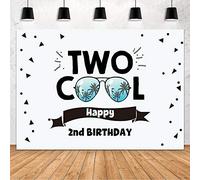 Mehofond, dos gafas de sol geniales, telón de fondo para decoración de fiesta de cumpleaños feliz 2 o cumpleaños, fotografía de fondo, para mesa de tartas, fotos, estudio, apoyos de vinilo, 2 x 1,5 m
