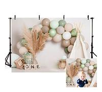 MEHOFOND Fondo de fotografía de 2.1 x 1.5 m con temática bohemia para niño de primer cumpleaños, tienda de campaña, globo, fiesta infantil, pancarta de cabina de fotos, decoración de estudio de recién