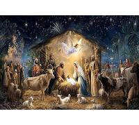 MEHOFOND Fondo de fotografía de belén cristiano de 8 x 6 pies, historia bíblica, escena del pesebre de la familia sagrada de Navidad, decoración de iglesia, accesorios para fotos