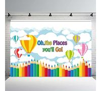 MEHOFOND Fondo de graduación de 7 x 5 pies, Oh The Places You Will Go para niños, decoración de fiesta de regreso a la escuela, decoración de fiesta de graduación de jardín de infantes, decoración de fiesta de graduación para niños, fondo de fotografía de graduación