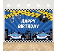 MEHOFOND - Fondo para cumpleaños de niño, 2,1 x 1,5 m, línea de policía Do Not Cross - Coche de Ciudad - para niños - Banner de Fiesta para niños - Fondo para Tartas - Accesorios para fotomatones