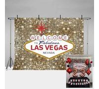 MEHOFOND Fondo para fiesta de 2,1 x 1,5 m, diseño de casino de póquer vintage con lentejuelas redondas doradas para fotografía, decoración de sesión de fotos, letrero para retrato y fotomatón