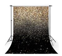 MEHOFOND - Fondo para Fiesta de cumpleaños (1,8 x 2,4 m), Color Negro con Purpurina Dorada, Abstracto, Fondo fotográfico, Banner para Fiesta de cumpleaños, Boda, Pantalla de proyección para