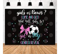 MEHOFOND Fútbol, género, revelación de metas o arcos, decoración de fiesta de bebé, telón de fondo de revelación de fútbol, niña o niño, fondo de fotografía, color rosa o azul, decoración para tartas, estudio de mesa, accesorios de vinilo, 2,1 x 1,5 m