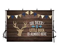 Mehofond Oh Deer Boy Baby Shower - Fondos de madera rústica gris para fiesta de cumpleaños, decoración de fiesta de cumpleaños con un pequeño Buck es casi aquí, fotografía de fondo de vinilo