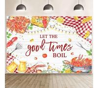 MEHOFOND Telón de fondo de 2,1 x 1,5 m con diseño de cangrejo de río "Let The Good Times Boil", fondo de fotografía de cumpleaños, langosta, barbacoa, decoración de cumpleaños, mariscos, picnic,