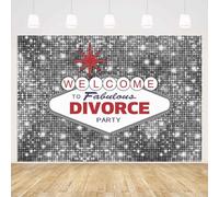 MEHOFOND Telón de fondo de fiesta de divorcio de 2,1 x 1,5 m, color plateado, con texto en inglés "Welcome To Fabulous Divorce Party" (Bienvenido a fabuloso), fondo de fotografía, despedida de