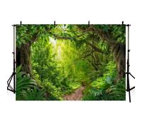 MEHOFOND Telón de fondo de fotografía de bosque mágico de 7 x 5 pies, primavera, sol, plantas verdes, árboles, fondo de paisaje natural, para adultos y niños, retrato de fiesta, decoración de fiesta,