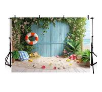 MEHOFOND Telón de fondo de fotografía de playa Aloha de verano de 2,1 x 1,5 m, diseño tropical, sol, verde, planta, natación, círculo, arena, floral, mar, retrato, fondo para fiesta de cumpleaños,
