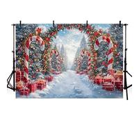 MEHOFOND Telón de fondo de Navidad de 2,1 x 1,5 m, con bastón de caramelo, fondo de fotografía, escena de nieve de invierno, fondo de árbol de Navidad, decoración de fiesta de Año Nuevo, pancarta de