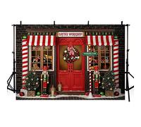 MEHOFOND Telón de fondo de Navidad de 2,4 x 1,8 m, corona de Papá Noel para invierno, para ventana, fondo de fotografía, retrato de niños, decoración de fiesta familiar, pancarta de cabina de fotos