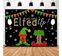 MEHOFOND Telón de fondo de Navidad de 8 x 6 pies Let's Get Elfed Up para adultos y niños, decoración de fiesta de cumpleaños elfed, pancarta de invierno para fiestas de Navidad, suministros de