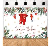 MEHOFOND Telón de fondo de Navidad para baby shower, Papá Noel, fondo de fotografía de Navidad para niños recién nacidos, invierno, Navidad, baby shower, decoración de fiesta, suministros de mesa de