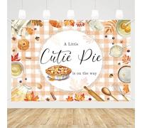 MEHOFOND Telón de fondo para baby shower de 2.1 x 1.5 m, con texto en inglés "A Little Cutie Pie is On The Way", fondo de fotografía, pastel de cocina, decoración de baby shower, hojas de arce,