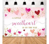 MEHOFOND Telón de fondo para baby shower de 8 x 6 pies, decoración de San Valentín, baby shower, pancarta de decoración de baby shower, pancarta A Little Sweetheart is On The Way acuarela rosa
