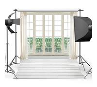 Mehofoto 2 x 3 m telón de fondo de madera para ventana, estilo retro, color blanco