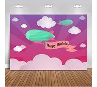 Mehofoto 7 x 5 pies de Algodón poliéster Happy Cumpleaños Fotografía Telón de Fondo de la Foto del Avión Cumpleaños Blanco Nube Dibujos Animados Imagen Fondos para Fotografía