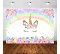 Mehofoto Arco Iris Unicornio Fiesta de cumpleaños Fondo 7x5ft Vinilo Unicornio Floral Acuarela Fotografía Fondo
