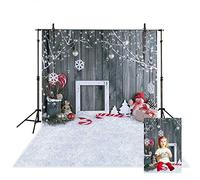 MEHOFOTO - Decoración de Estudio fotográfico de Navidad, Fondo imitación Madera con Copo de Nieve y Campanas navideñas