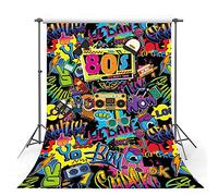 MEHOFOTO - Decoración de Fiesta de cumpleaños para Adultos con temática de Hip Hop Volver a los años 80 - Banner de Estudio fotográfico - Graffiti Disco - 1,5 x 2,1 m