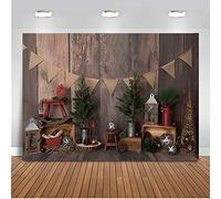 Mehofoto Fiesta de Navidad Decoración Telón de Fondo 7x5 pies Nochebuena Madera Muro Photo Shoot Photo telones de Fondo para niños Muebles de Madera Fotografía de Fondo