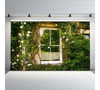 Mehofoto Fondo de escena natural de poliéster de 7 x 1,5 m, diseño de flores, color verde