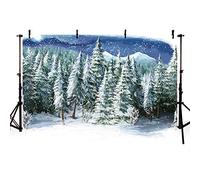 MEHOFOTO Fondo de estudio de fotos de invierno con diseño de escena de nieve y pinos, para invierno, paisajes de nieve, pinos, fondos de fotografía, 2,1 x 1,5 m