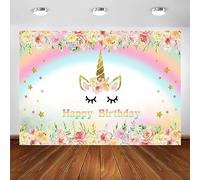 Mehofoto - Fondo de unicornio para cumpleaños, 7 x 5 m, diseño de unicornio floral