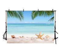 MEHOFOTO Fondo de verano para la playa de 2,1 x 1,5 m para la ducha de novia,banner de playa, palmeras,fotografía de fondo para fotografía de cielo azul mar cielo tropical,cumpleaños,boda fotomatón