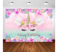 Mehofoto - Fondo de Vinilo con Unicornio de cumpleaños, diseño de Unicornio, Color Morado y Rosa