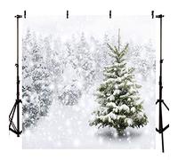 MEHOFOTO Fondo para estudio de fotografía de escena de nieve blanca de invierno, para paisaje, pinos, pinos, telones de fondo, 2,4 x 2,4 m