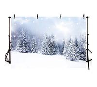 MEHOFOTO - Fondo para estudio fotográfico con diseño de fantasía invernal de paisaje de bosque de pinos con nieve. Decoración de fondo para fotografías. 2,5 m x 1,8 m