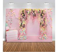 Mehofoto Fondo para puerta con flores de 2,1 x 1,5 m, para colgar en la pared, fondo rosa para dormitorio, sin costuras, sin arrugas, decoración de cumpleaños