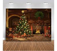Mehofoto Foto de Navidad Telón de Fondo 7x5ft Home Party Decoration Fondo de Navidad Chimenea Árbol de Navidad y Box Fiesta de Navidad Photo Booth Telones de Fondo