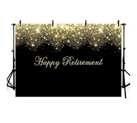 MEHOFOTO - Fotografía de fondo para estudio de fotos y retiros, color negro y dorado, con purpurina y oro para fiestas de jubilación, decoración de banner de fotografía de fondo 2,1 x 1,5 m