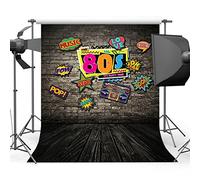 Mehofoto Hip Hop - Fondo de polialgodón para decoración de fiesta, diseño vintage de graffiti, de ladrillo, madera, fondo de fotografía