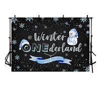 MEHOFOTO Niño Muñeco de nieve Invierno Onederland fotografía fondos Príncipe Bebé Azul Plata Copos de nieve Invierno Maravillas Feliz 1er cumpleaños fiesta decoración Negro Photo Studio fondo Banner 7 x 5 pies