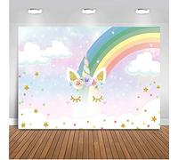 Mehofoto Rainbow Telón de Fondo 7x5ft Feliz Cumpleaños Unicornio Flor Twinkle Star Photo Telones de Fondo Niños sin Fisuras Decoración del Partido Fotografía de Fondo