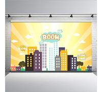 Mehofoto Superhéroe fondo Cityscape alto edificios dibujos animados fondo fondos fotografía estudio Props