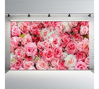 Mehofoto Telón de fondo de polialgodón, rosas rosas, para ceremonia de boda, telón de fondo de 2,1 x 1,5 m, tema de foto y vídeo