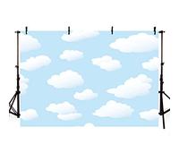 MEHOFOTO - Telón de Fondo para Estudio fotográfico de Cielo Azul y Nube Blanca de 7 x 5 pies, Accesorios para Fiestas de cumpleaños de niños, Baby Shower, telón de Fondo para decoración de Mesa de