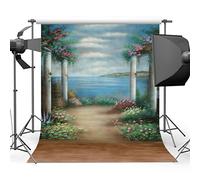 Mehofoto telón de fondo retro de mármol, columnas coloridas flores continentales, retrato de fondo fotográfico de 1,5 x 7 m