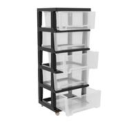 MEHOOSPVN Cajonera de plástico para oficina, organizador de 5 cajones, caja de almacenamiento con 4 ruedas, cajón de archivo, organizador de cosméticos, cajón de plástico para oficina, dormitorio