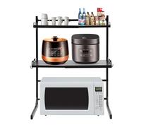 MEHOOSPVN Estantería extensible para microondas con 4 ganchos, soporte para microondas de 3 niveles, altura ajustable, 27-67 cm, soporte para microondas, organizador para encimeras de cocina, color