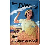 Mehr Relief-Schilder hier... Rahmenlos - Cartel para bar con texto en alemán "Wer Bier trinkt hilft der Landwirtschaft!" (30 x 20 cm)