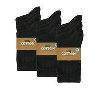 mehrstrumpf 8/12 pares de calcetines para niños 100% de cultivo orgánico para niños y niñas sin costura (modelo: Biolivia), 12 pares (negro), 35-38